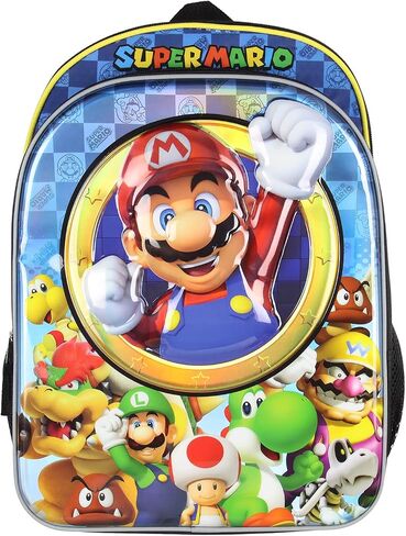 Nintendo Super Mario Bros All Over Character Molded Iridescent 16" Backpack in Saudi Arabia