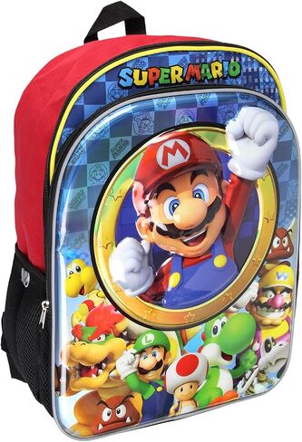 Nintendo Super Mario Bros All Over Character Molded Iridescent 16" Backpack in Saudi Arabia