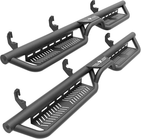 Running Boards Side Steps Compatible for 2015-2025 Chevy Colorado & GMC Canyon Crew Cab (4 Full Size Doors), Two Stairs Design Bolt-on Side Rails Step Nerf Bar (Black Powder Coated-Star Logo) in Kuwait