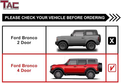 TAC EHD Running Boards Compatible with 2021-2025 Ford Bronco 4 Door | Side Steps| Nerf Bars| Step Rails| Rocker Slider| Two-Stair| Pickup Truck Exterior Accessories| 4" Drop| Carbon Steel in Saudi Arabia