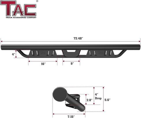TAC EHD Running Boards Compatible with 2021-2025 Ford Bronco 4 Door | Side Steps| Nerf Bars| Step Rails| Rocker Slider| Two-Stair| Pickup Truck Exterior Accessories| 4" Drop| Carbon Steel in Saudi Arabia