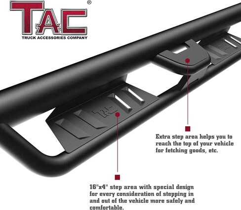 TAC EHD Running Boards Compatible with 2021-2025 Ford Bronco 4 Door | Side Steps| Nerf Bars| Step Rails| Rocker Slider| Two-Stair| Pickup Truck Exterior Accessories| 4" Drop| Carbon Steel in Saudi Arabia