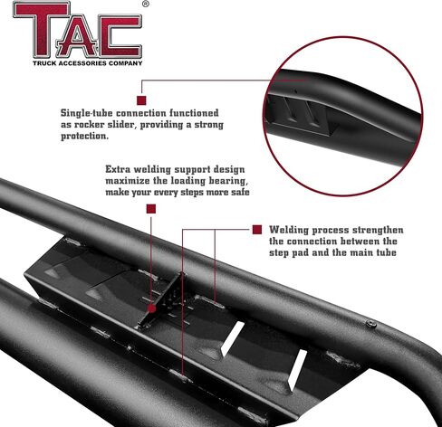 TAC EHD Running Boards Compatible with 2021-2025 Ford Bronco 4 Door | Side Steps| Nerf Bars| Step Rails| Rocker Slider| Two-Stair| Pickup Truck Exterior Accessories| 4" Drop| Carbon Steel in Saudi Arabia