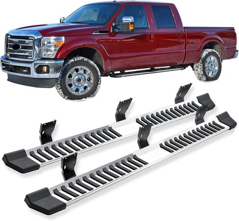Ikon Motorsports ، لوحات تشغيل متوافقة مع 1999-2016 Ford F250 F350 F450 F550 Superduty Crew Cab ، V Silver Silver Stains Stefle Bar Nerf Bar in Saudi Arabia