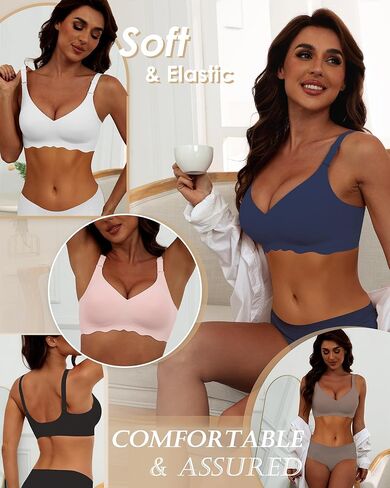 Comfortable Wireless T Shirt Bra Seamless No Show Full Coverage Bras for Women in Kuwait