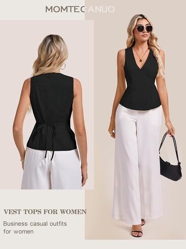 Womens Wrap Vest Tops Trendy Summer Going Out Business Casual Top Sleeveless V Neck Self Tie Waist Cami Shirts in Saudi Arabia