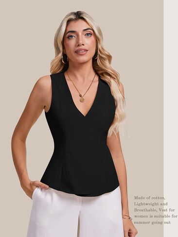 Womens Wrap Vest Tops Trendy Summer Going Out Business Casual Top Sleeveless V Neck Self Tie Waist Cami Shirts in Saudi Arabia