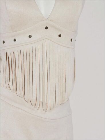 MakeMechic Women's Cowgirl Fringe Faux Suede Halter Tops Western Tie Tie Backlessless Slyveless Festival Top Top in Kuwait