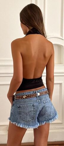 Luckinbaby Women Cowl Neck Tank Top Open Back Draped Front Plunge Halter Top Sleeveless Y2k Going Out Tops in Kuwait