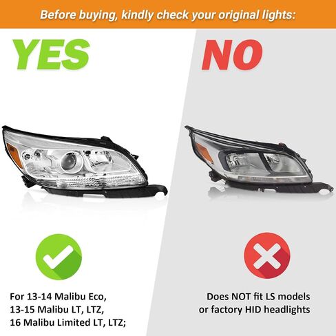 Headlights for 2013-2014 Malibu Eco / 2013-2015 Chevy Malibu (LT, LTZ) Replacement Assemblies, Chrome Housing Amber Reflector L+R in Saudi Arabia