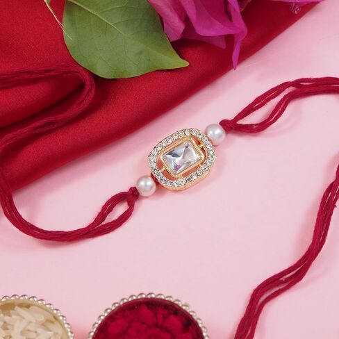 أنا جواهر المهرجان الهندي Rakshabandhan مصمم Kundan Pearl Combo Rakhi لأخ/Bro/Bhai/Men in Saudi Arabia