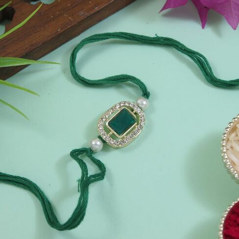 أنا جواهر المهرجان الهندي Rakshabandhan مصمم Kundan Pearl Combo Rakhi لأخ/Bro/Bhai/Men in Saudi Arabia