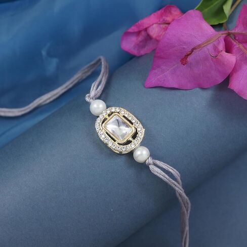 أنا جواهر المهرجان الهندي Rakshabandhan مصمم Kundan Pearl Combo Rakhi لأخ/Bro/Bhai/Men in Saudi Arabia