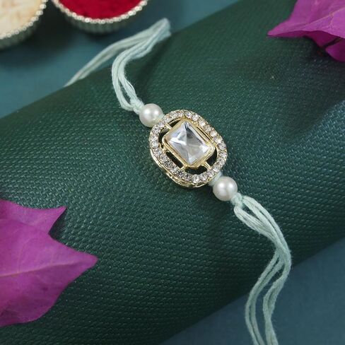 أنا جواهر المهرجان الهندي Rakshabandhan مصمم Kundan Pearl Combo Rakhi لأخ/Bro/Bhai/Men in Saudi Arabia