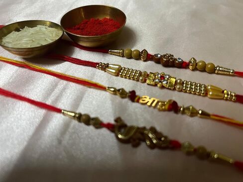 Rakhi for Brothers التقليدية المصنوعة يدويًا سوار Rakhee Rakhee من 8 Combo Multicolour MultiDisign Raksha Bandhan De. in Saudi Arabia