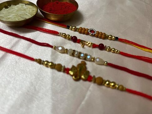 Rakhi for Brothers التقليدية المصنوعة يدويًا سوار Rakhee Rakhee من 8 Combo Multicolour MultiDisign Raksha Bandhan De. in Saudi Arabia