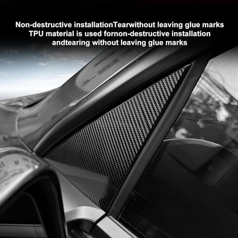 Precut Car Paint Protective Film for 2025 Tesla Model Y Juniper PPF Carbon Fiber Print Self Adhesive TPU Car Wrap Film Scratch Protector Exterior Accessories (Outside A-Pillar Triangle) in Saudi Arabia