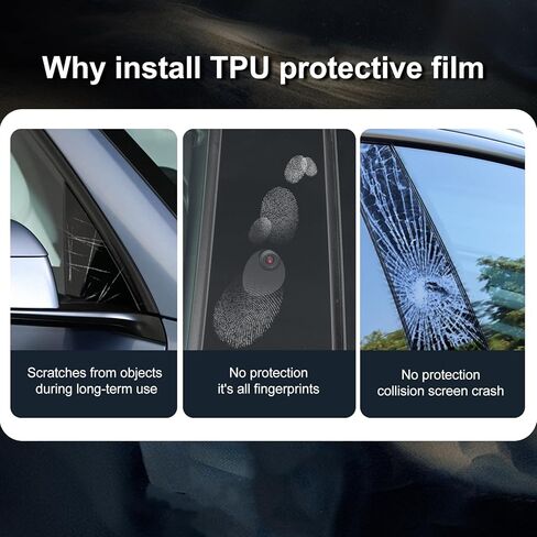 Precut Car Paint Protective Film for 2025 Tesla Model Y Juniper PPF Carbon Fiber Print Self Adhesive TPU Car Wrap Film Scratch Protector Exterior Accessories (Outside A-Pillar Triangle) in Saudi Arabia