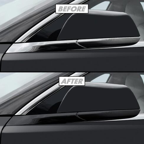 Slickmod Chrome Delete Blackout Vinyl Overlay for Tesla Model 3 (3. Mirror Trim ، Gloss Black) in Kuwait