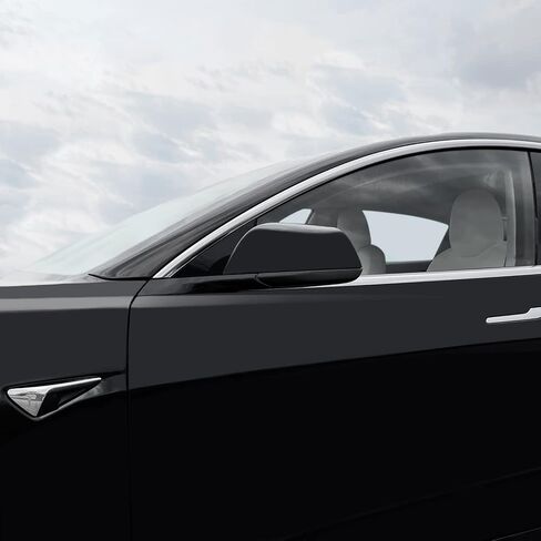 Slickmod Chrome Delete Blackout Vinyl Overlay for Tesla Model 3 (3. Mirror Trim ، Gloss Black) in Kuwait