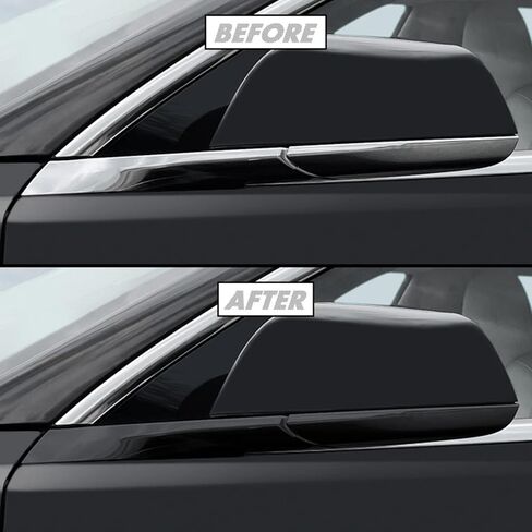 Slickmod Chrome Delete Blackout Vinyl Overlay for Tesla Model 3 (3. Mirror Trim ، Gloss Black) in Saudi Arabia
