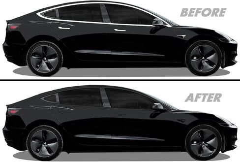 Slickmod Chrome Delete Blackout Vinyl Overlay for Tesla Model 3 (3. Mirror Trim ، Gloss Black) in Kuwait