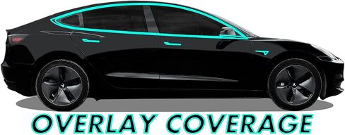 Slickmod Chrome Delete Blackout Vinyl Overlay for Tesla Model 3 (3. Mirror Trim ، Gloss Black) in Kuwait