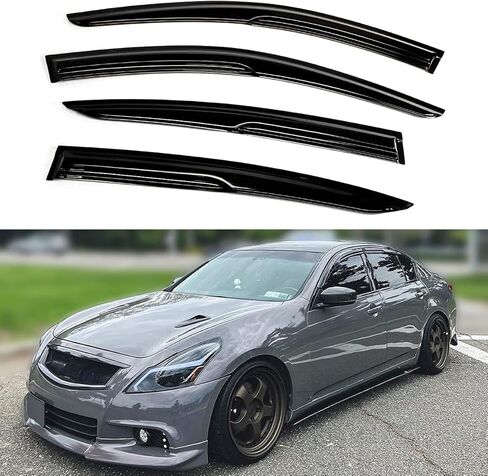 Premium jdm Style 3D Wavy Black Window Fisor Rain Guard Deflector متوافق مع 2007-2015 Infiniti G25 G35 G37 Q40 4 باب سيدان in Saudi Arabia