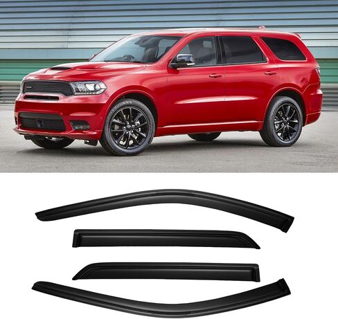 Window Visor for 2011-2024 Dodge Durango(not fit 2021 GT), Out-Channel Rain Guards Shields Vent Deflector Shade Wind Dark Smoke 12 13 14 15 16 17 18 19 20 21 22 23 24, Tape-On Outside-Mount, 4PCS in Kuwait