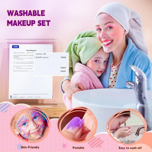 مجموعة مكياج للأطفال للفتيات - مجموعة مكياج حقيقية قابلة للغسل مع حقيبة يونيكورن وردية، لعبة مجموعة مكياج الأميرة للفتيات الصغيرات، مجموعة مكياج للعب التظاهري للأطفال الصغار، هدايا عيد ميلاد للفتيات من سن 3 إلى 12 عامًا in Saudi Arabia