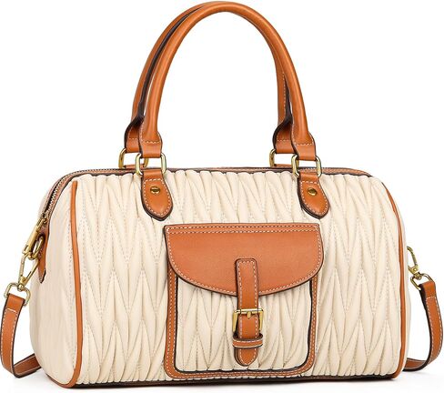 TIBES Vintage Barrel Bag for Women - Vegan Leather Purses and Handbags Satchel Bags for Women, Ladies Top Handle Handbags in Kuwait
