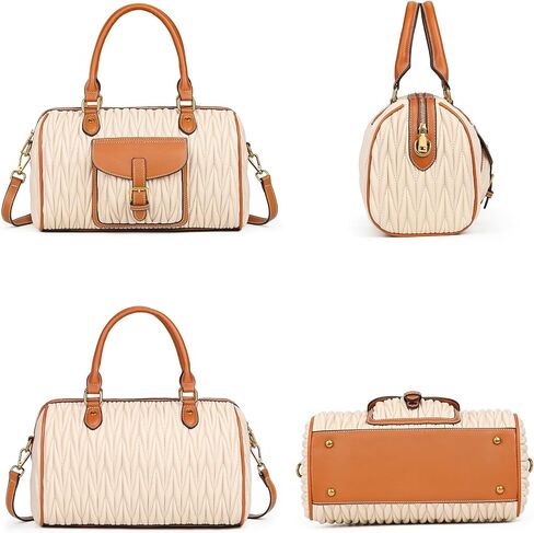 TIBES Vintage Barrel Bag for Women - Vegan Leather Purses and Handbags Satchel Bags for Women, Ladies Top Handle Handbags in Kuwait