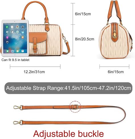 TIBES Vintage Barrel Bag for Women - Vegan Leather Purses and Handbags Satchel Bags for Women, Ladies Top Handle Handbags in Kuwait