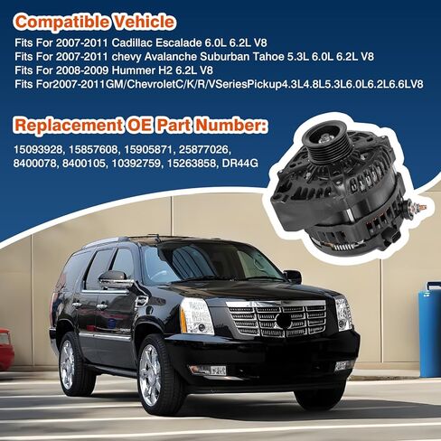 15093928 14 V High Output Copnalator 300 AMP FIT لعام 2007-2011 CMC Yukon XL CHEVY C K R VSIERRA Pickups لعام 2007-2014 Chevy Silverado 1500 2500HD 3500HD لـ Cadillac Escalade لـ Hummer H2 15857608 in Kuwait
