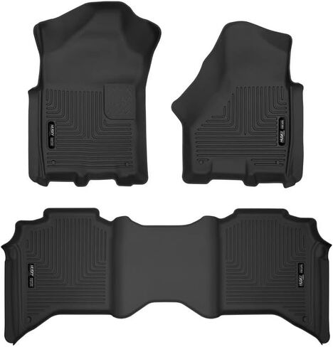 Husky Liners X-act Contour Floor Mats | Fits 2019-2024 Dodge Ram 2500/3500 Crew Cab | Front & 2nd Row, 3-pc Black - 53638 in Kuwait