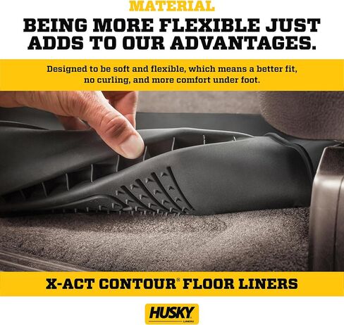 Husky Liners X-act Contour Floor Mats | Fits 2019-2024 Dodge Ram 2500/3500 Crew Cab | Front & 2nd Row, 3-pc Black - 53638 in Kuwait