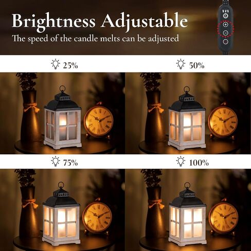 Decorative Candle Warmer Lantern with Timer: 2 in 1 Farmhouse Scented Wax Melt Warmer with Lid for Home Decor, 8" Rustic Large Electric Cute Fragrance Wax Cubes Tarts Burners in Saudi Arabia