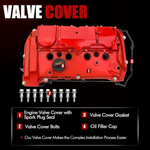 MITZONE N18B16A Upgrade Aluminum Engine Valve Cover Kit Compatible with Mini Cooper S Hatchback Roadster Countryman Paceman Clubman Convertible Coupe R55 R56 R57 R58 R59 R60 R61 Red 2011-2016 in Saudi Arabia