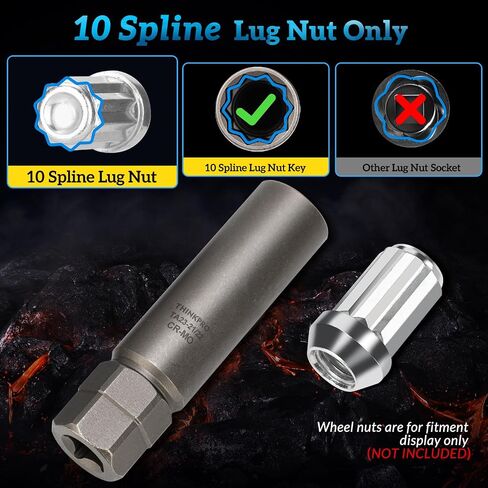 10 Spline Lug Nut Socket,Replacement for TA23-21/22 10 Spline Lug Nut Key,Dual Drive 10 Point Wheel Lock Key,Compatible with Bimecc 10 Point Socket. in Saudi Arabia