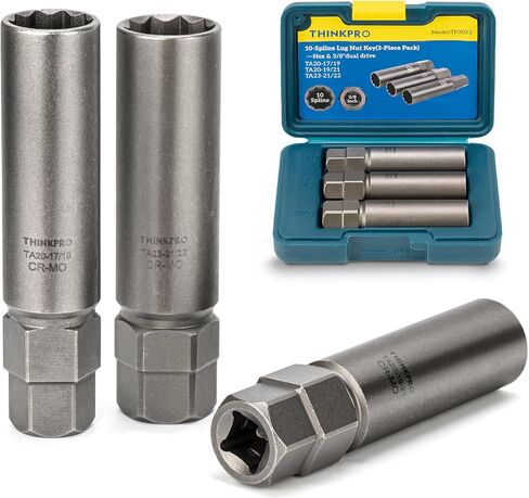 10 Spline Lug Nut Socket,Replacement for TA23-21/22 10 Spline Lug Nut Key,Dual Drive 10 Point Wheel Lock Key,Compatible with Bimecc 10 Point Socket. in Saudi Arabia