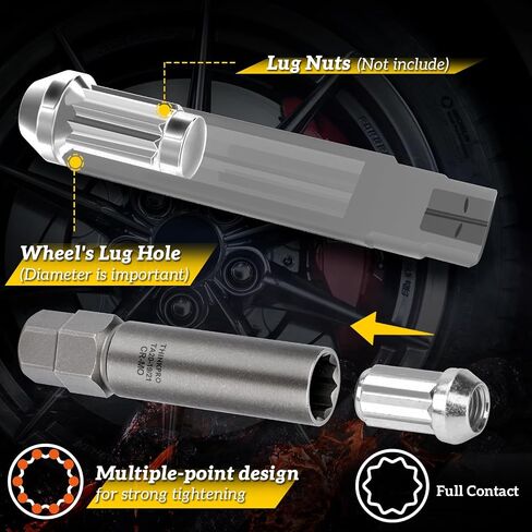 10 Spline Lug Nut Socket,Replacement for TA23-21/22 10 Spline Lug Nut Key,Dual Drive 10 Point Wheel Lock Key,Compatible with Bimecc 10 Point Socket. in Saudi Arabia