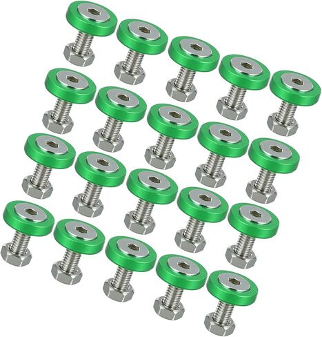20 Pcs Car Motorcycle Green M6 Fender Bumper Washer Bolt Nuts Kit Aluminum Alloy Engine Bay Fastener Stable in Kuwait