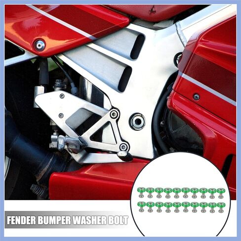 20 Pcs Car Motorcycle Green M6 Fender Bumper Washer Bolt Nuts Kit Aluminum Alloy Engine Bay Fastener Stable in Kuwait