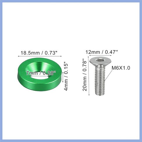 20 Pcs Car Motorcycle Green M6 Fender Bumper Washer Bolt Nuts Kit Aluminum Alloy Engine Bay Fastener Stable in Kuwait