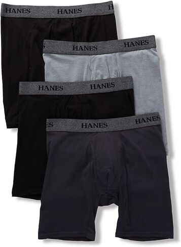 ملخصات ملاكمة للرجال من Hanes Men Platinum - 4 Pack Ytbb4 ، أسود/رمادي متنوع ، م in Saudi Arabia