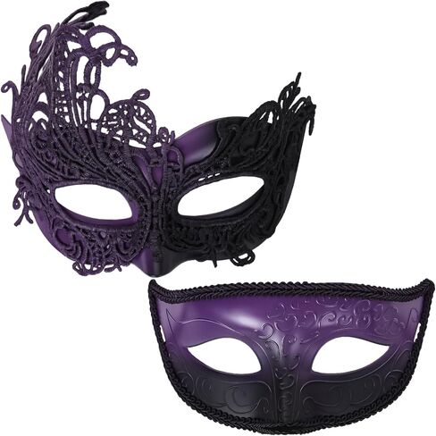 2 PCS أقنعة تنكر للزوجين - قناع الدانتيان البندقية العتيقة Mardi Gras eyemasks مجموعة للنساء رجل in Kuwait