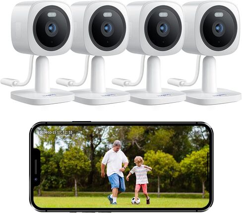 Hugolog Security Cameras Outdoor, Cameras for Home Security Indoor Camera, Color Night Vision, Spotlight, 2-Way Audio, US Cloud & Local Storage, White in Saudi Arabia