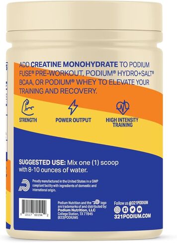 Podium Nutrition, Solos | Creatine Monohydrate, 50 Servings, Strawberry, Boost Athletic Performance in Kuwait