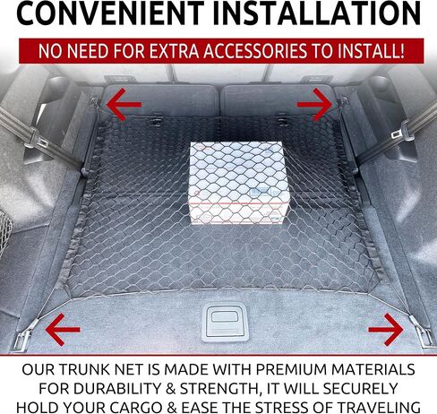 طراز Trunk Strunk Automotive Mesh Mesh Cargo Net لـ Audi Q7 Accessories 2017-2025 - منظمي الجذع المتميز والتخزين - شبكة الأمتعة لسيارات الدفع الرباعي - أفضل منظم السيارات لـ Audi Q7 in Kuwait
