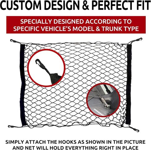 طراز Trunk Strunk Automotive Mesh Mesh Cargo Net لـ Audi Q7 Accessories 2017-2025 - منظمي الجذع المتميز والتخزين - شبكة الأمتعة لسيارات الدفع الرباعي - أفضل منظم السيارات لـ Audi Q7 in Kuwait